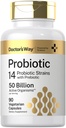 Probiotische Ergänzung | 50 Billion Active Organisms | 90 Kapseln | 14 Strains mit Prebiotic | für Männer und Frauen | Vegetarisch, Non-GMO, Glutenfrei