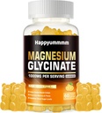 Magnesium Glycinate Gummies 1000mg - Zuckerfreie Magnesium-Kalium-Ergänzung mit Vitamin D, B6, CoQ10 für ruhige Stimmung & Schlaf-Unterstützung - 60 Orange Gummies