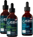 E2H: Chlorophyll Liquid Drops (2 Pack - 4 Fl Oz) und Liver Support Supplement (Single Bottle - 2 Fl Oz) | Vegan, Non-GMO - (6 Fl Oz Total) - Bundle