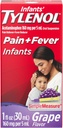 Infants' Tylenol Oral Suspension Liquid Medicine mit Acetaminophen, Baby Fever Reducer & Pain Reliever für Minor Aches & Pains, Sore Throat, Headache & Toothache, Grape Flavor, 1 fl. Oz