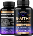 NUTRAHARMONY L Methylfolat 15 mg - 5-MTHF Methylfolat Supplement Plus Methyl B12, Vitamine B2 & B6, Magnesium - Made in USA, 60 Kapseln für 2 Monate