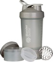 BlenderBottle Shaker Bottle mit Pill Organizer und Storage für Protein Powder ProStak System, 22-Ounce, Pebble Grey