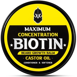 Bartbalsam, maximale Konzentration BIOTIN, mit Rizinusöl und Argan & Jojoba Öle, fördert Bartwachstum, Stile, Stärken & Weichen Barte & Schnurrbart, 2 Unze,Sandalwood
