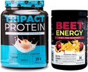 Nutrology Beet Natural O2, Pre Workout Powder, Passion Fruit Flavor (30 Servierungen) TRIPACT Protein Powder, 7-in-1 Meal Replacement Shake, Vanilla Latte Cinnamon Flavor (20 Servierungen)