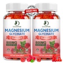 (2 Pack Sugar Free Magnesium Glycinate Gummis, 500mg Magnesium Glycinat mit 200mg Magnesium Malat, Taurat, Oxid, COQ10, Vitamin B6 und D3, Sleep & Calm Support, 120 Raspberry Gummies
