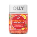 OLLY Probiotic + Prebiotic Gummy, 500 Millionen CFUs, FOS, Adult Chewable Supplement für Männer und Frauen, Peach Flavored, 30 Tage Versorgung - 30 Count