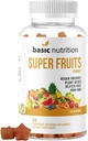 SuperFruits Gummis mit Collagen-Promoting Mixed Fruit Blend für Schönheit und Hautpflege | Natürliche Himbeere Wassermelone Geschmack | Non-GMO Pflanzen-Based, Vegan, Gluten-Free & Gelatin Free