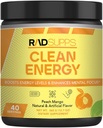 Clean Energy - Pre Workout Pulver für Männer und Frauen mit BCAAs Aminosäuren, Energy Drink Powder, Amino Acid Energy Powder for Energy & Focus - 40 Servierungen (12,7 Unze, Peach Mango)
