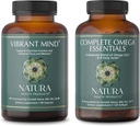 Natura Health Products Vibrant Mind and Complete Omega Essentials Supplement Bundle - Nootropic Brain Supplement für Speicher und Fokus - Balanced Blend von Omega 3, 6, 7, & 9 Fettsäuren