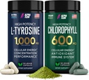 (Bundle) Chlorophyll & L Tyrosin Kapseln - Natürliche Energie, Immunität und Fokus Supplement - 600 mg Chlorophyll für Frische + 1000 mg L-Tyrosin für Fokus & Mental Clarity - Made in USA