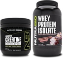 NutraBio Creatine Monohydrate, Unflavored, 150g und Whey Protein Isolate, Schokolade Dipped Macaroon, Supplement Bundle - Muskelenergie, Lean Muskelwachstum, Erholung und Stärke