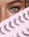 Nur alle natürlichen Lashes Wispy Lashes Natürliche Look Falsche Wimpern Natürliche Flammen Wimpern Falsche Augen Lashes Weiche Fluffy Lashes 7 Pairs D1 Natural (6-13MM)