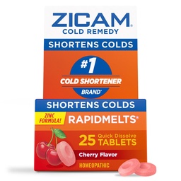 Zicam Cold Remedy Zinc Rapidmelts, Cherry Flavor, Homöopathic, Kalte Verkürzung Medizin, verkürzt Kalte Dauer, 25 Zähler