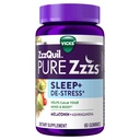 ZzzQuil PURE Zzzs De-Stress 2mg Melatonin Gummies, Schlafmittel für Erwachsene, Ashwagandha für Stressunterstützung, 60 Gummies