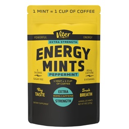 Viter Energy Extra Strength Koffeinierte Minze 80mg Koffein, B Vitamine, Sugar Free. (Peppermint, 8oz, Bulk Bag)