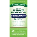 Nature's Truth Probiotic for Women and Men | 50 Billion CFU | 14 Probiotic Strains | 60 Capsules | Stomach Friendly | 200mg Prebiotics | Vegetarisch, Non-GMO & Gluten Kostenlose Ergänzung