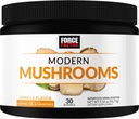 FORCE FACTOR Moderne Pilze Pulver, Pilz-Ergänzung mit Lions Mane, Türkei Tail, & Cordyceps zu unterstützen Energie, Fokus, Immunität, & Digestion, Vanilla Flavor, 30 Servietten