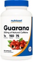 Nutricost Guarana 1000mg Portion, 150 vegetarische Kapseln - Natural Herbal Brazilian Coffein Energizer Supplement