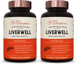 LiverWell Liver Cleanse, Rejuvenation, Metabolic Support - Liver Supplement für Lebergesundheit w/Highly Bioavailable Milk Thistle Extract, N-Acetyl Cystein, Alpha Lipoic Acid, Zink, Selen - 2 Pack