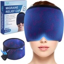 Hilph Verstellbare Migräne Relief Cap mit verdicktem Gel kalte Kompress, Kopfschmerzen Relief Cap, Gesichtskühlung Maske Gel Kopf Wrap für Spannung, Stress & Hangover, beruhigende Geschenke für Frauen Männer blau