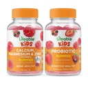 Lebensfähiges Calcium Magnesium & Zink Kids + Probiotic 2 Billion CFU Kids, Gummis Bundle - Große Verkostung, Vitamin Supplement, Glutenfrei, GMO frei, Kaugummi