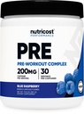 Nutricost Pre-Workout Complex Powder (30 Servierungen, Blue Raspberry) - Pre-Workout Supplement mit Beta-Alanin, Taurine & Aminosäuren