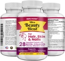 Einfach Potent Hair Skin und Nägel Vitamine, 28 Ingredient Anti-Aging Natural Supplement, Biotin 5000mcg für Haar & Nägel, Keratin & MSM für Haarwachstum, Collagen & Hyaluronsäure für Haut, 60 Tabletten