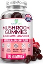 World's First Mushroom Complex Gummis - 10x Mushroom Supplement w Lions Mane (90 Chews 2500mg/serving) Nootropic Brain Supplement, Immununterstützung & Stress Relief - Ersetzen Pillen & Kapseln, 7-Keto