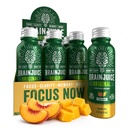 BrainJuice Brain Support Shot, Gluten Free Supplement Shots for Energy & Focus, Healthy Drinks with Alpha GPC, Vitamin B, 2.5 fl oz, 12 Pack (Peach Mango Caffeinated)