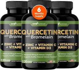 Gade Nutrition Quercetin mit Vitamin C und Zink - Quercetin 500mg - Quercetin mit Bromelain - Zink Quercetin - Quercetin Ergänzungen + Vitamin D3 (Non-GMO, Glutenfrei, Vegan) - 6 Monate Versorgung