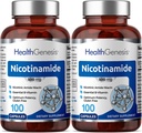 B-3 Nicotinamid 500 mg 100 Caps 2 Pack - Nicotinic Amide Niacin Natural Flush-Free Vitamin Formula - Unterstützt Hautzellengesundheit