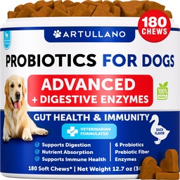 Probiotika für Hunde - Unterstützung Gut Gesundheit, juckende Haut, Allergien, Immunität, Hefe Balance - Hundeprobiotika und Verdauungsenzyme mit Präbiotika - Reduzieren Sie Durchfall, Gas - 180 Probiotika für Hunde