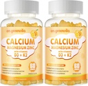 Calcium Magnesium Zink-Gummien mit Vitamin D3 & K2 - Hohe Potenz verbesserte Absorption -120 Orangen-Gummien entflammt