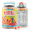 Kinder Multivitamin-Gummien mit Eisen, Zuckerfrei, Kinder Tägliche Vitamine + Probiotika, Algae Omega 3 (EPA/DHA), A, C, D, Methyl B12, Folate, B6, Zink, Biotin, für gesundes Wachstum, Immununterstützung, 60 Count