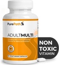 PurePath Non-Toxic Adult Multivitamin - 13 Vitamine - 100% RDA - keine schädlichen Megadosen - mit B6 & B12 - Ergänzung für optimale Energie, Fokus und Langlebigkeit - 60 Kapseln - 30 Tage Versorgung