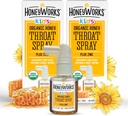HoneyWorks Kids Throat Spray für Sore Throat Relief, 1 Oz (Pack mit 2) Beruhigendes Non-GMO USDA Organic Dark Honey + Zink, Fast-Acting Relief, 12 Monate +