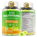 Multivitamin für Männer 50 + Plus, Sugar Free Men Multivitamins Gummis w/Omega-3, Coq10, D3k2, Calcium, Magnesium, Zink, Vitamine A, C & E, Mens Vitamine für HeRt, Antioxidant, Gehirn, Knochen, 60cts