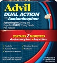 Advil Dual Action Coated Caplets mit Acetaminophen, 250 Mg Ibuprofen und 500 Mg Acetaminophen Per Dose (2 Dose Equivalent) für 8 Hour Pain Relief - 2 Count x 50