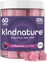 kindnature L-Theanine Gummies 200mg – Vegan Calm & Focus Supplement für Erwachsene & Kinder Alter 4+ – Mixed Berry Chewable, Low Sugar, Non-Drowsy*