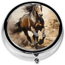 Pille Box, Kleine Pille Fall für Geld und Tasche, niedliche Medizin Organizer Reise Pille, Portable Pille Container Halter, um Vitamine, Medikamente, Fischöl und Nahrungsergänzungen, Western Horse