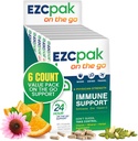 EZC Pak On The Go Immune System Booster mit Echinacea, Vitamin C, Zink, Immununterstützungsergänzung, Immunität Vitamine für Erwachsene, Reisen-Friendly Packaging, Vegetarisch, Gluten-Free - Pack von 6