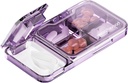 MURRI&MURRDI Pille Organizer mit Pille Splitter Pille Cutter, Pille Box Cutter für kleine oder große Pillen, Small Medicine Case Vitamin Dispenser Halter, Tragbare Pille Crusher für Geldbörse Pocket (C Purple)