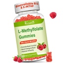 L-Methylfolat 15 mg Gummie mit Methyl B12, Folate Supplement für Stimmung, Gehirngesundheit, Immununterstützung, Himbeer Geschmack, 60 Zähler