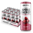 Optimum Nutrition Amino Energy Sparkling Hydration Drink, Elektrolyte, Koffein, Aminosäuren, BCAAs, Sugar Free, Juicy Cherry, 12 Fl Oz, 12 Pack (Packaging May Vary)