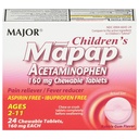 MAJOR Kinder Mapap Acetaminophen 160 mg Kautabletten - Pain Reliever/Fever Reducer - Aspirin Free - Ibuprofen Free - für Alter 2 bis 11-24 Count (1 Pack)