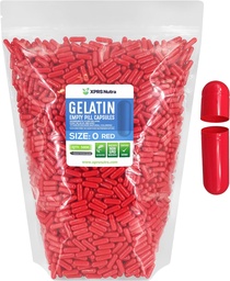 XPRS Nutra Größe 0 Leere Kapseln - 5000 Graf Leere Gelatine Kapseln - Pille DIY Kapselfüllung - Pure Bovine Pillen Gel Kapseln für Do-It-Yourself Ergänzungen (Red)